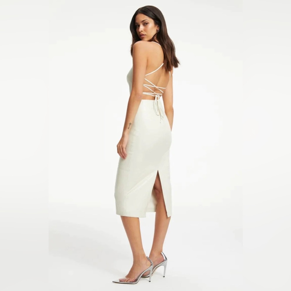 Vacay Faux Leather Dress in Bone Size 3/L